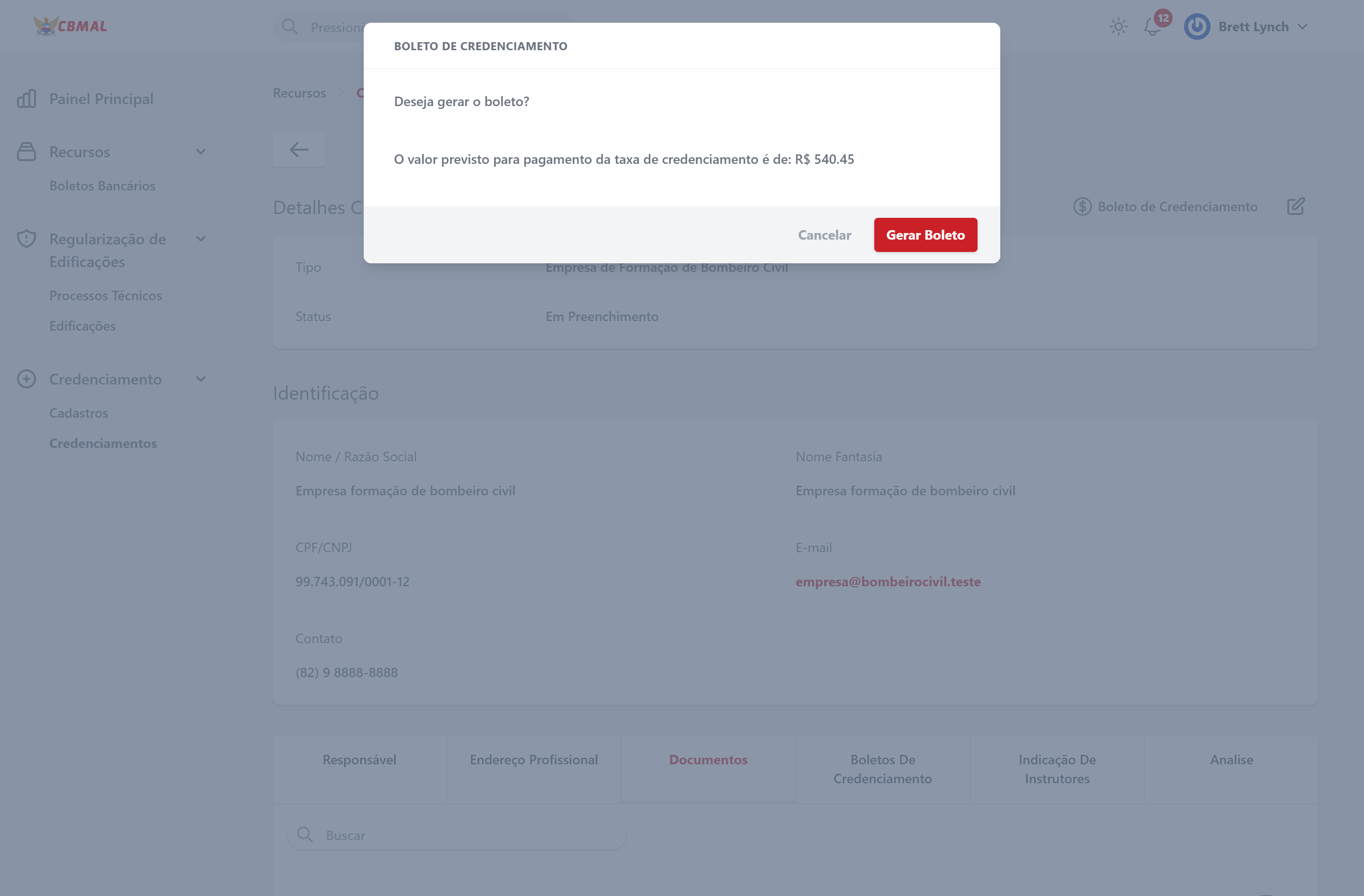Confirmação do boleto