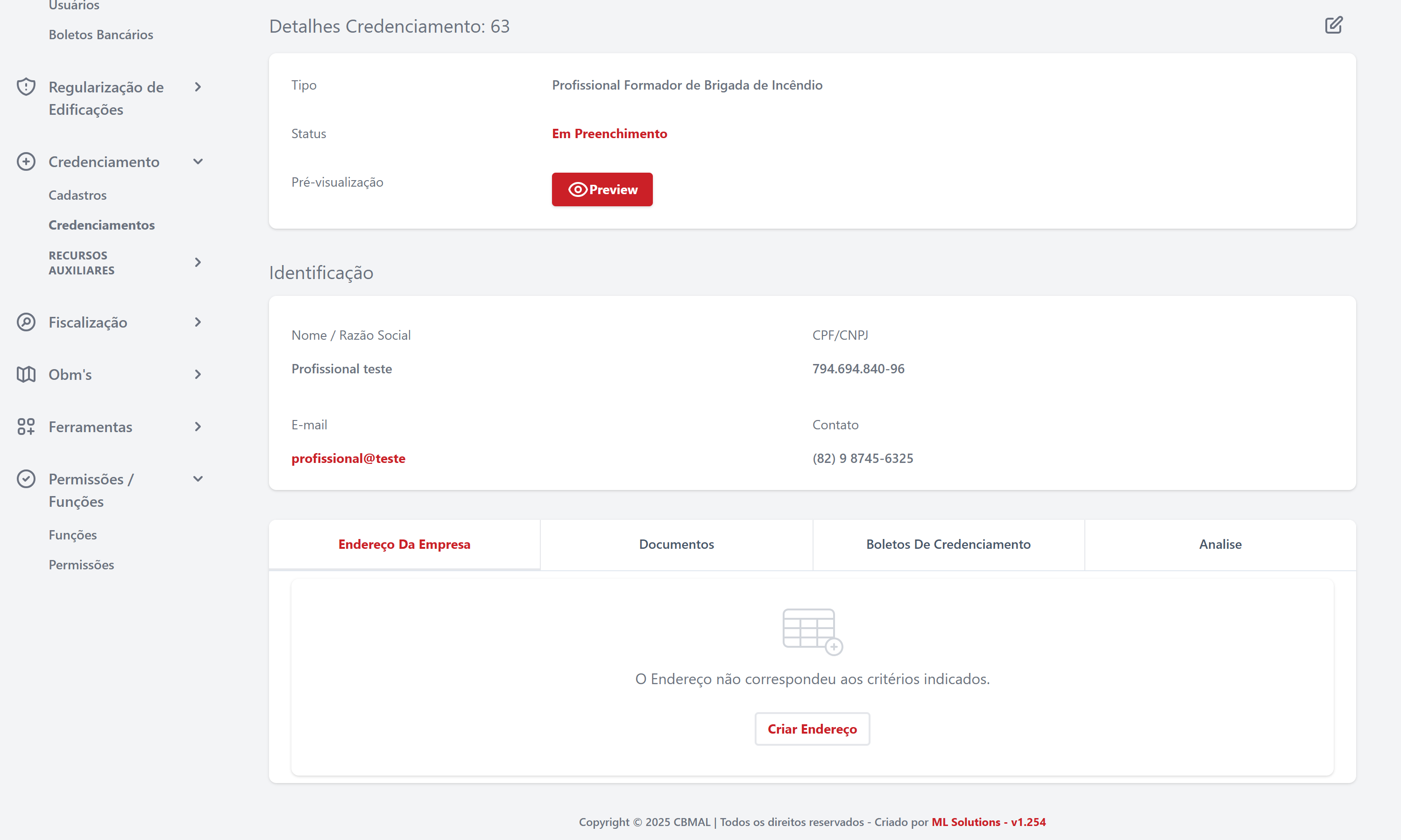 Detalhes Credenciamento