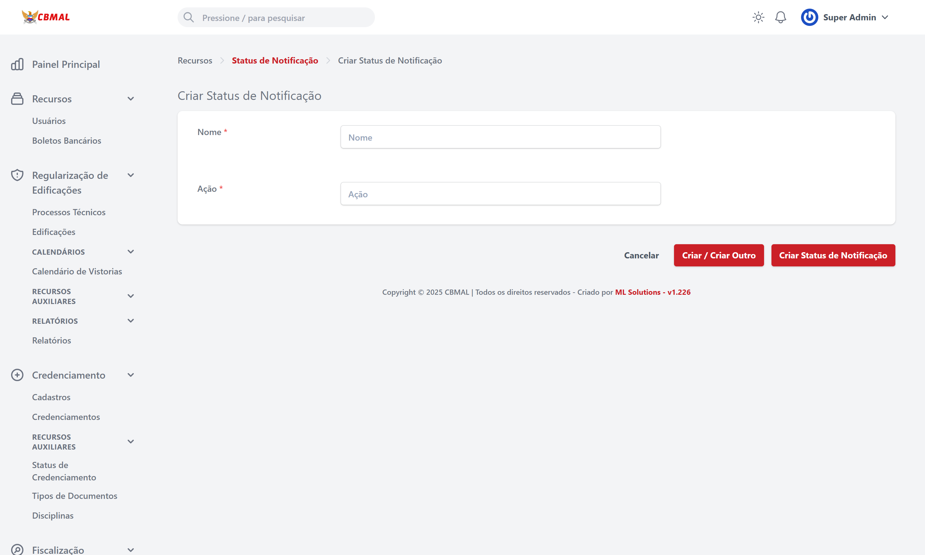 Criar Status de Notificação