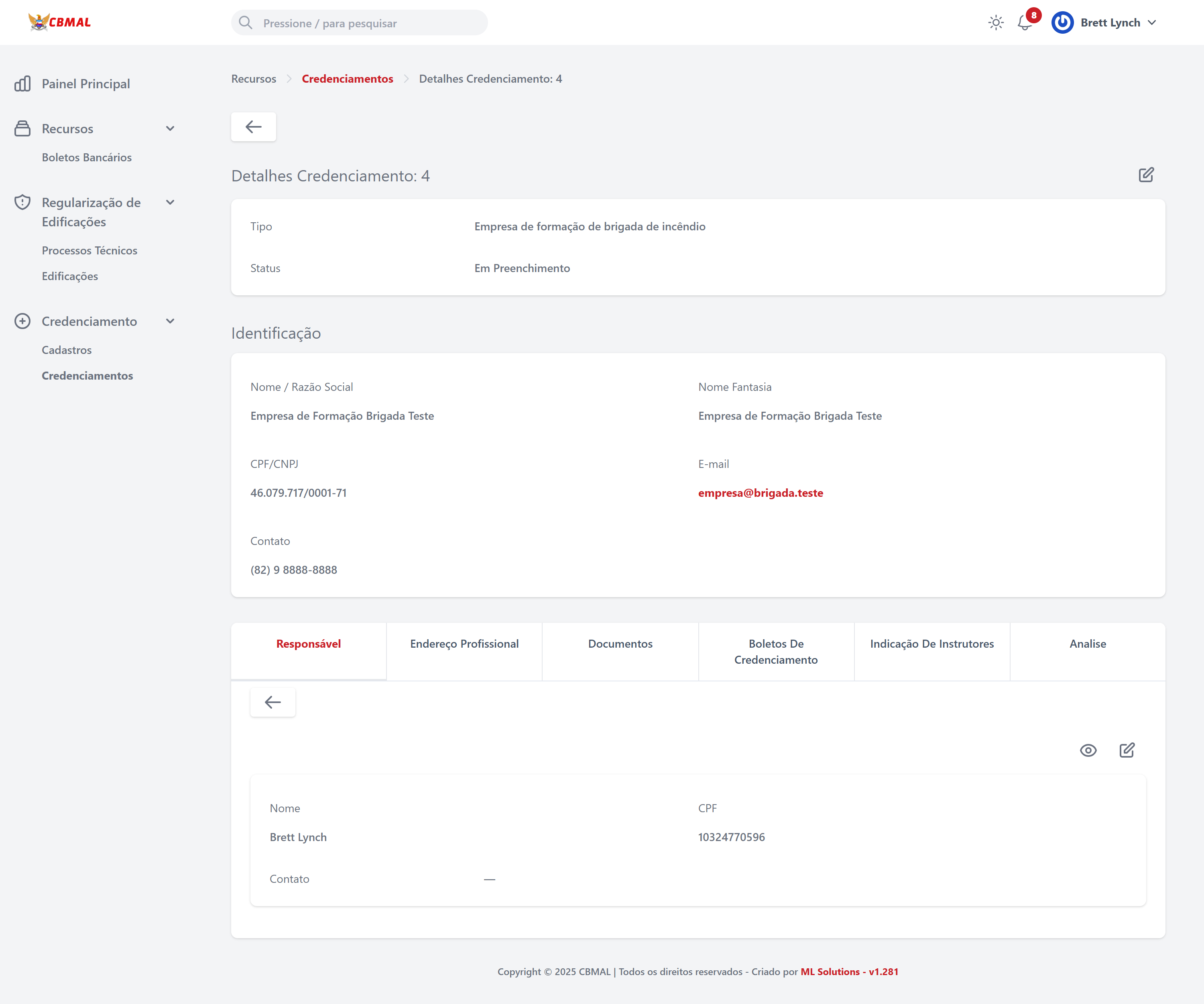 Detalhes do Credenciamento