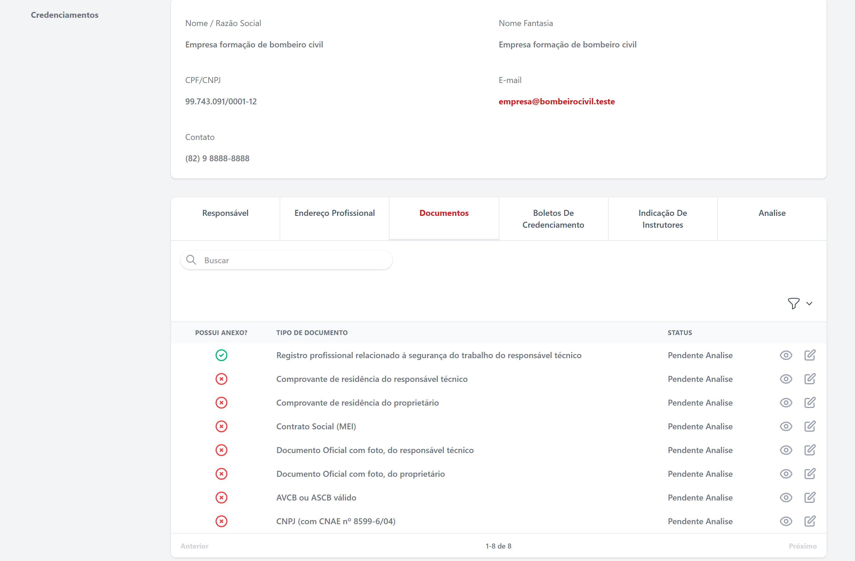 Documentos obrigatórios