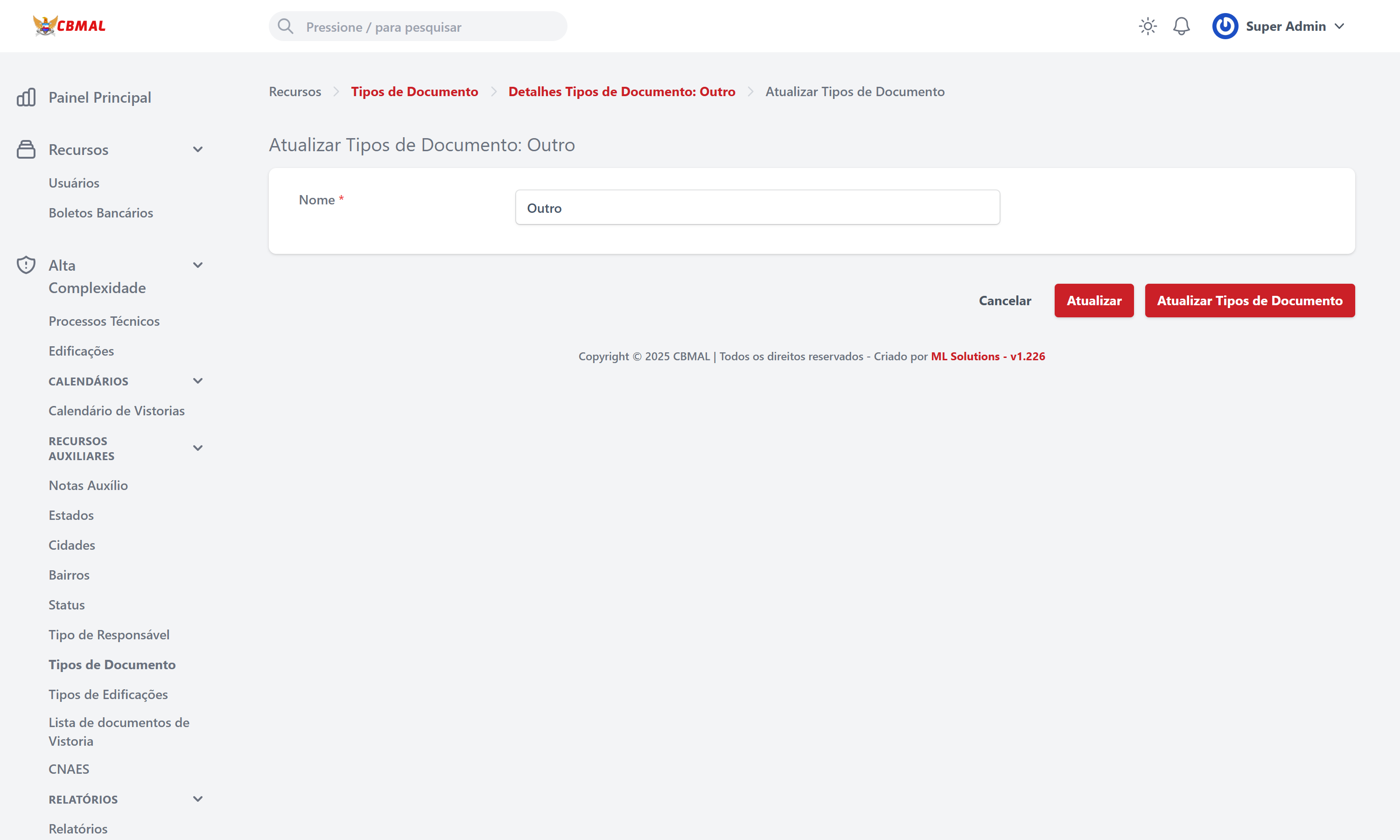 Editar Tipo de Documento