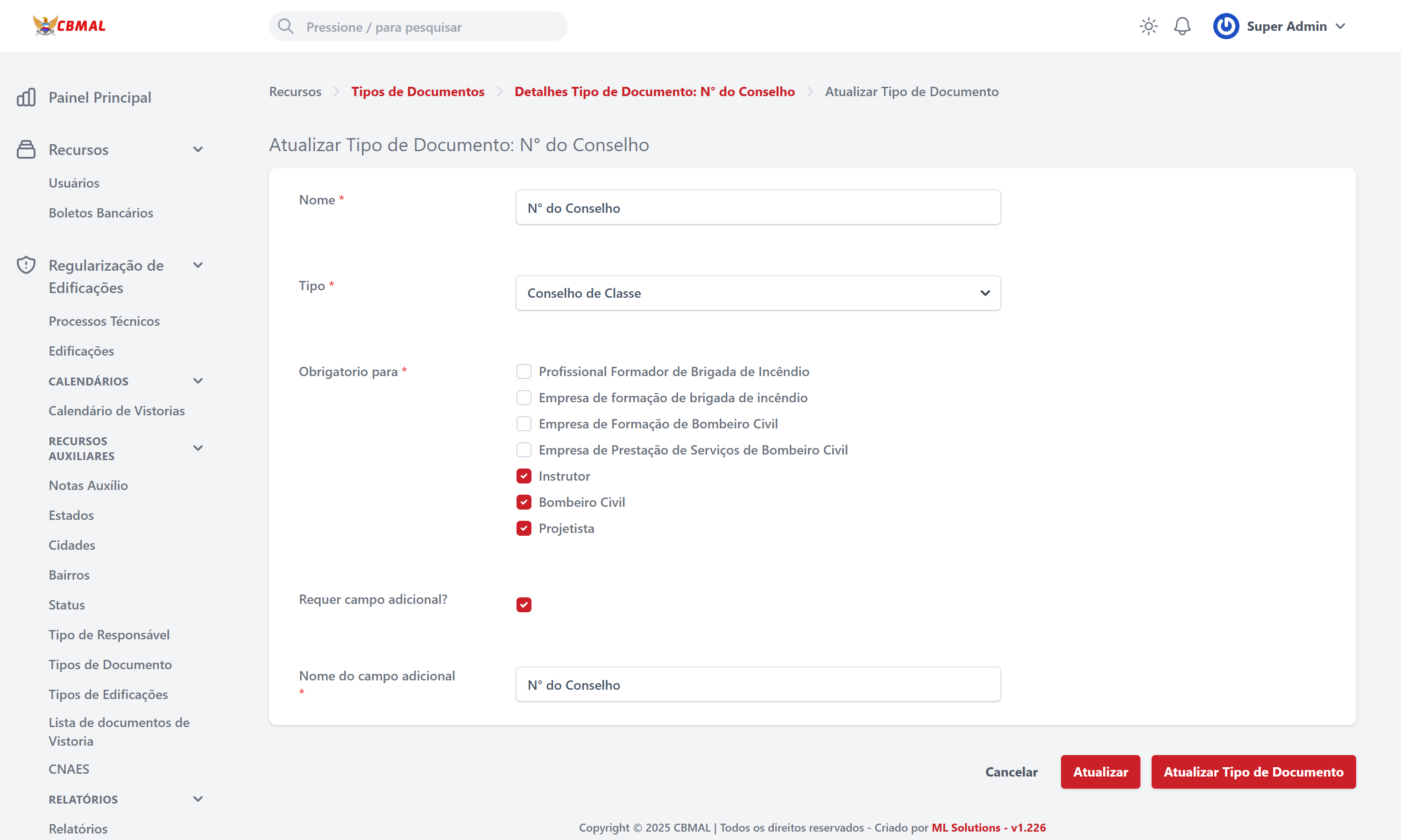 Editar Tipo de Documento