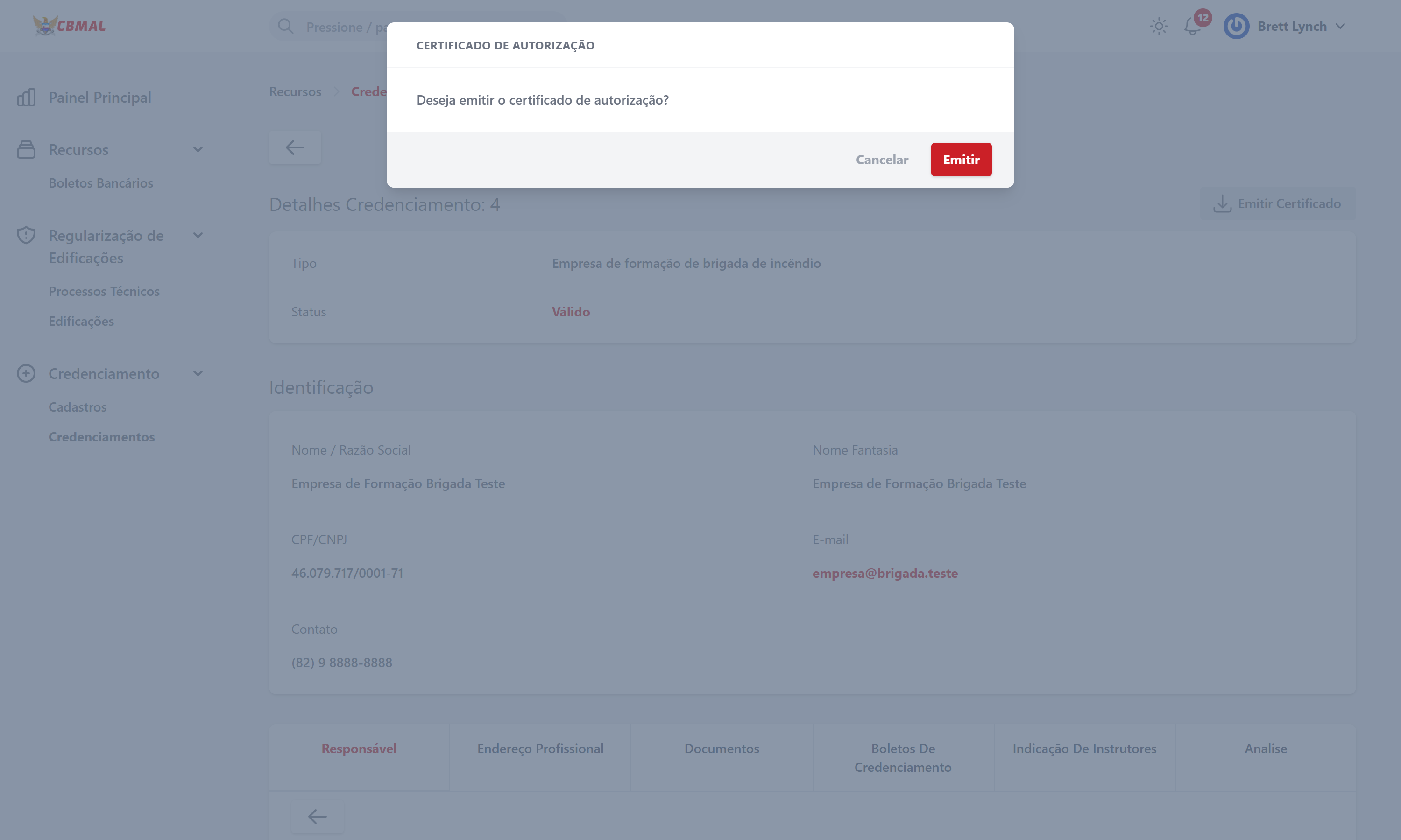 Emissão do Certificado