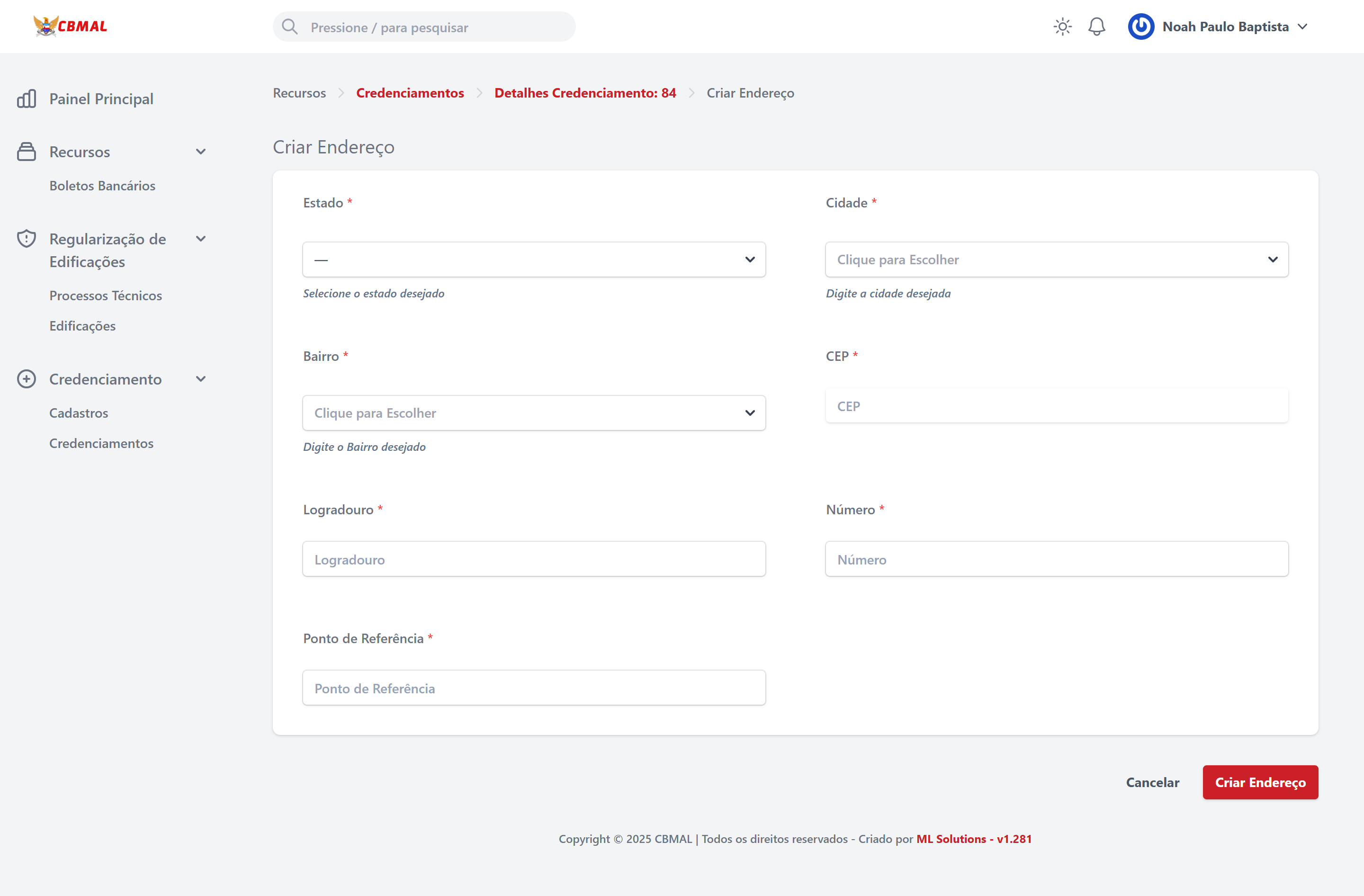 Endereço profissional