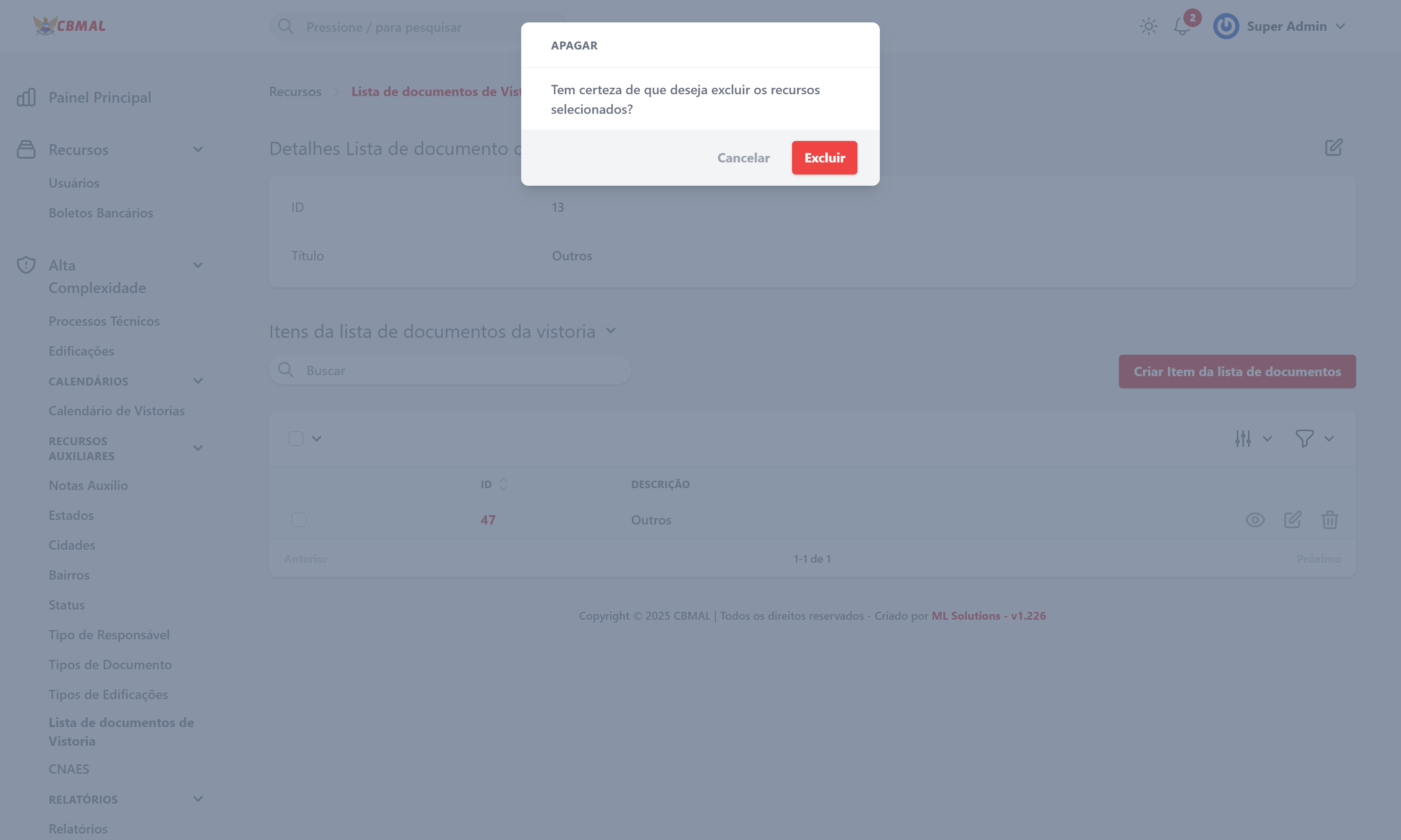 Excluir Item da Lista