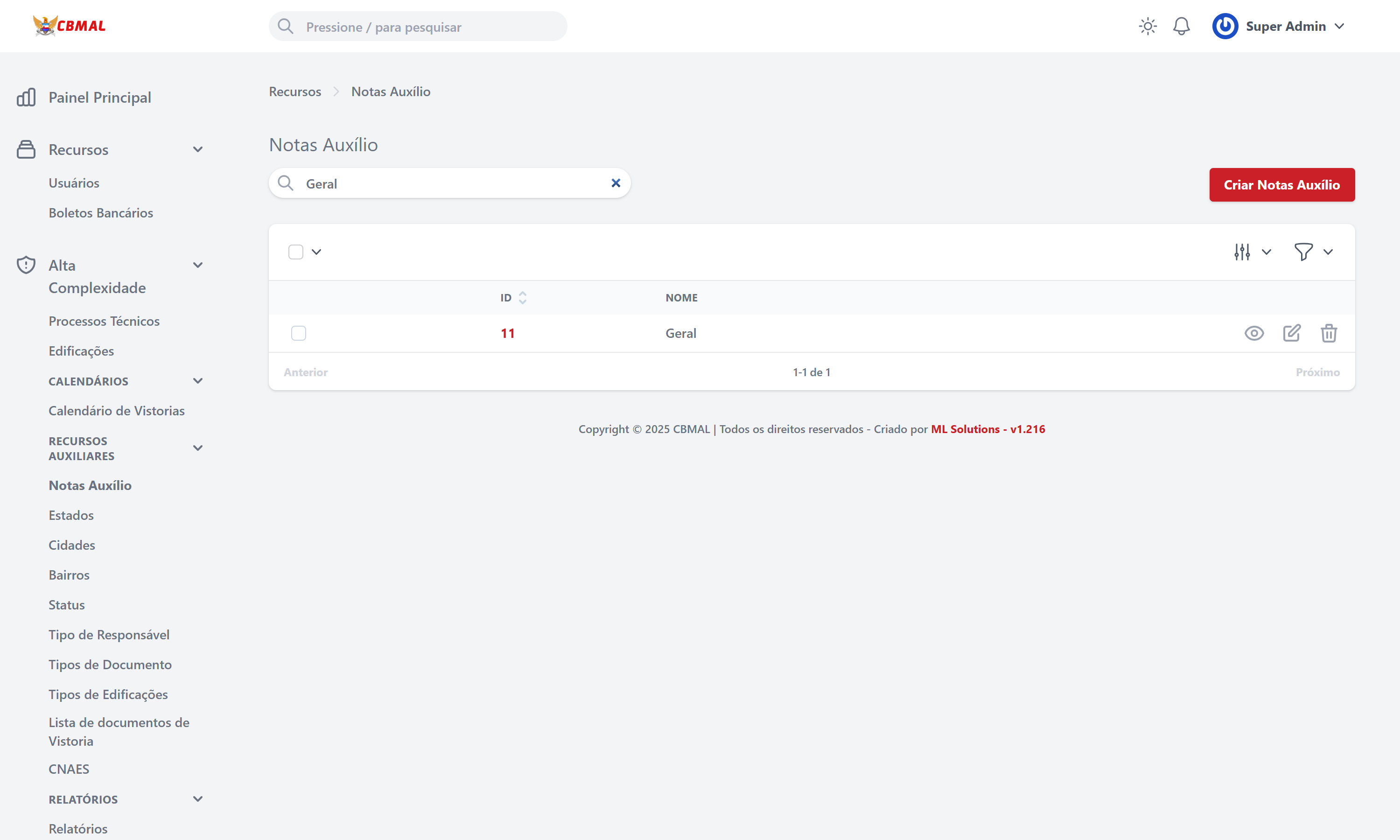 Filtro de Notas Auxílio