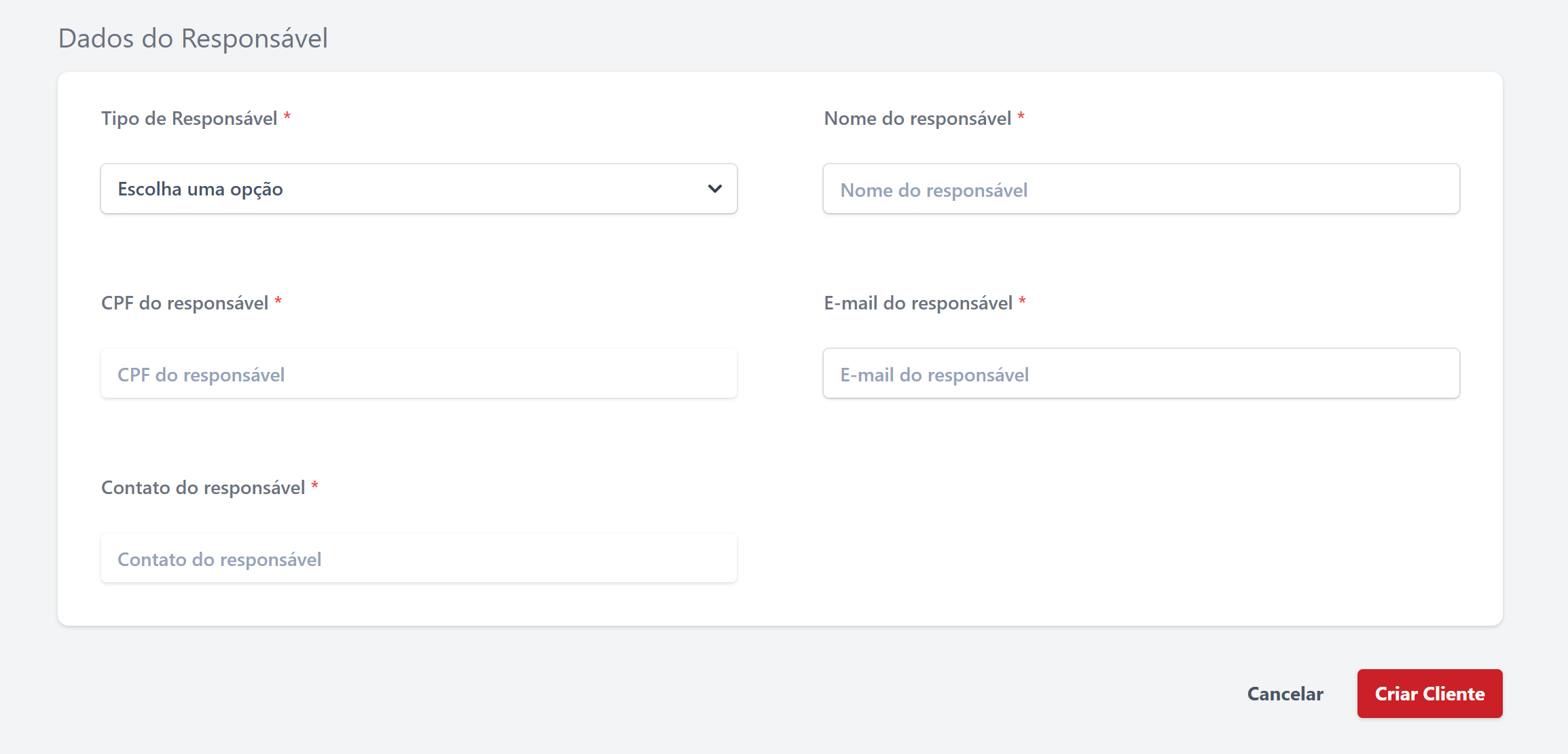 Formulário do Cliente