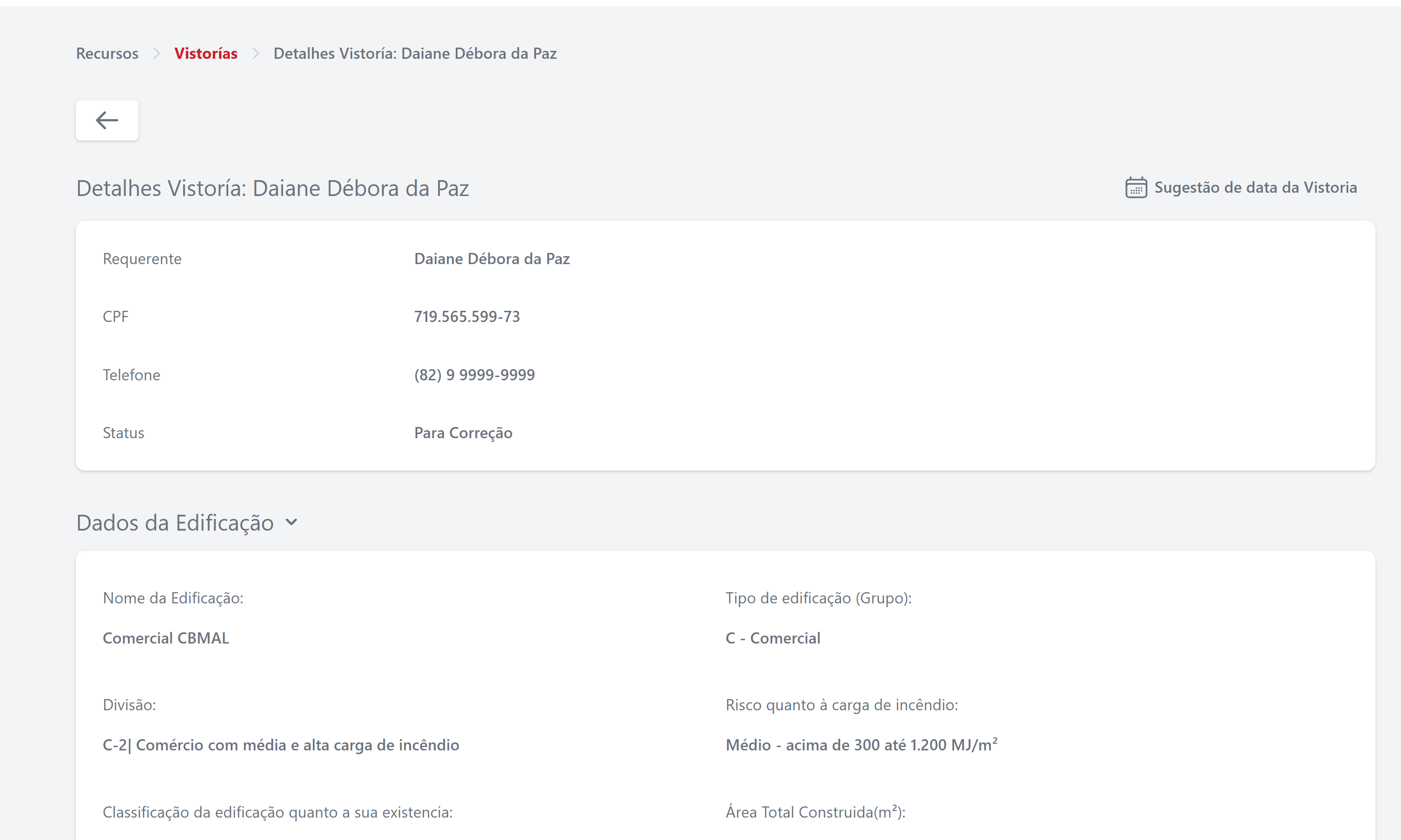 Nova sugestão de data