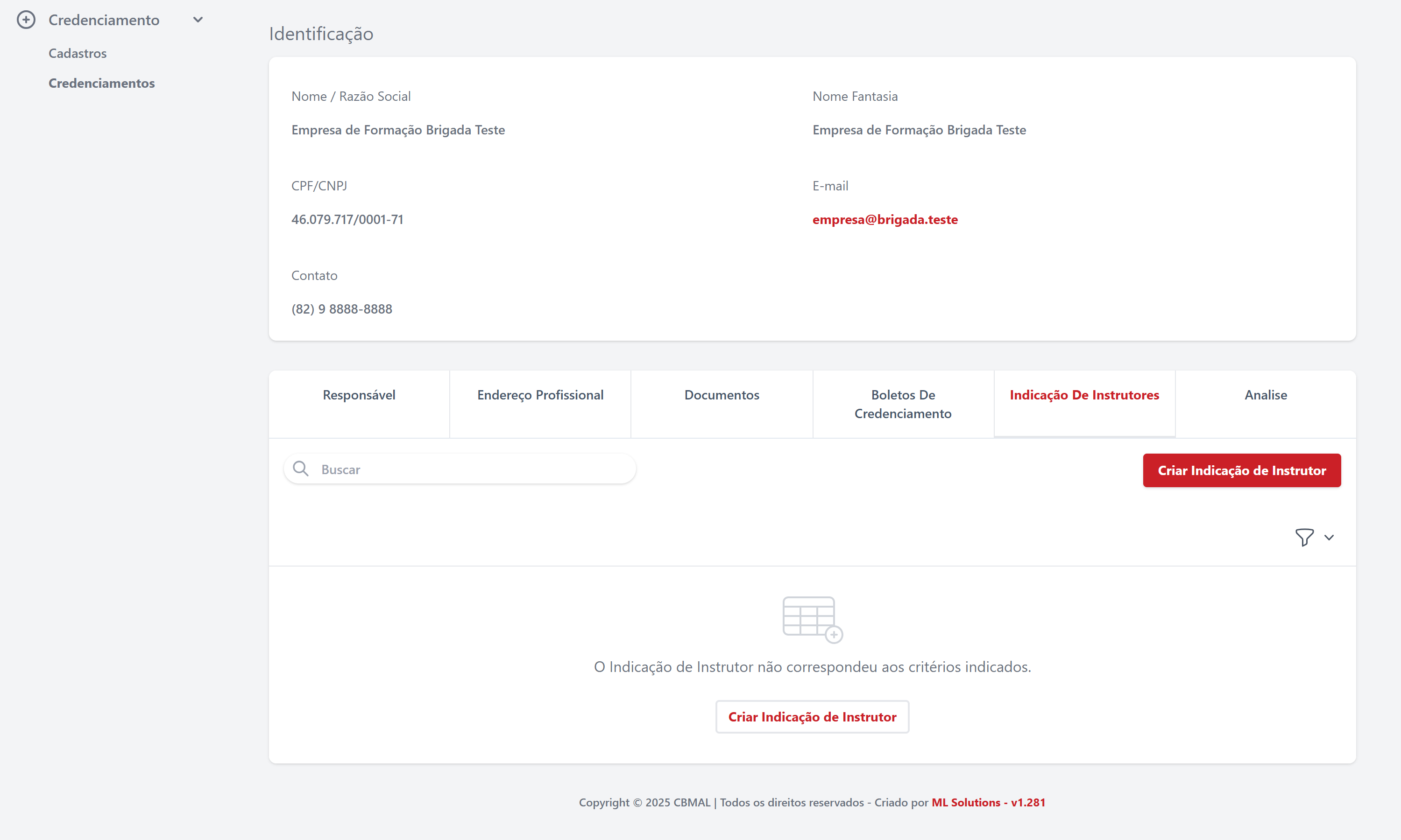 Indicação de Instrutores