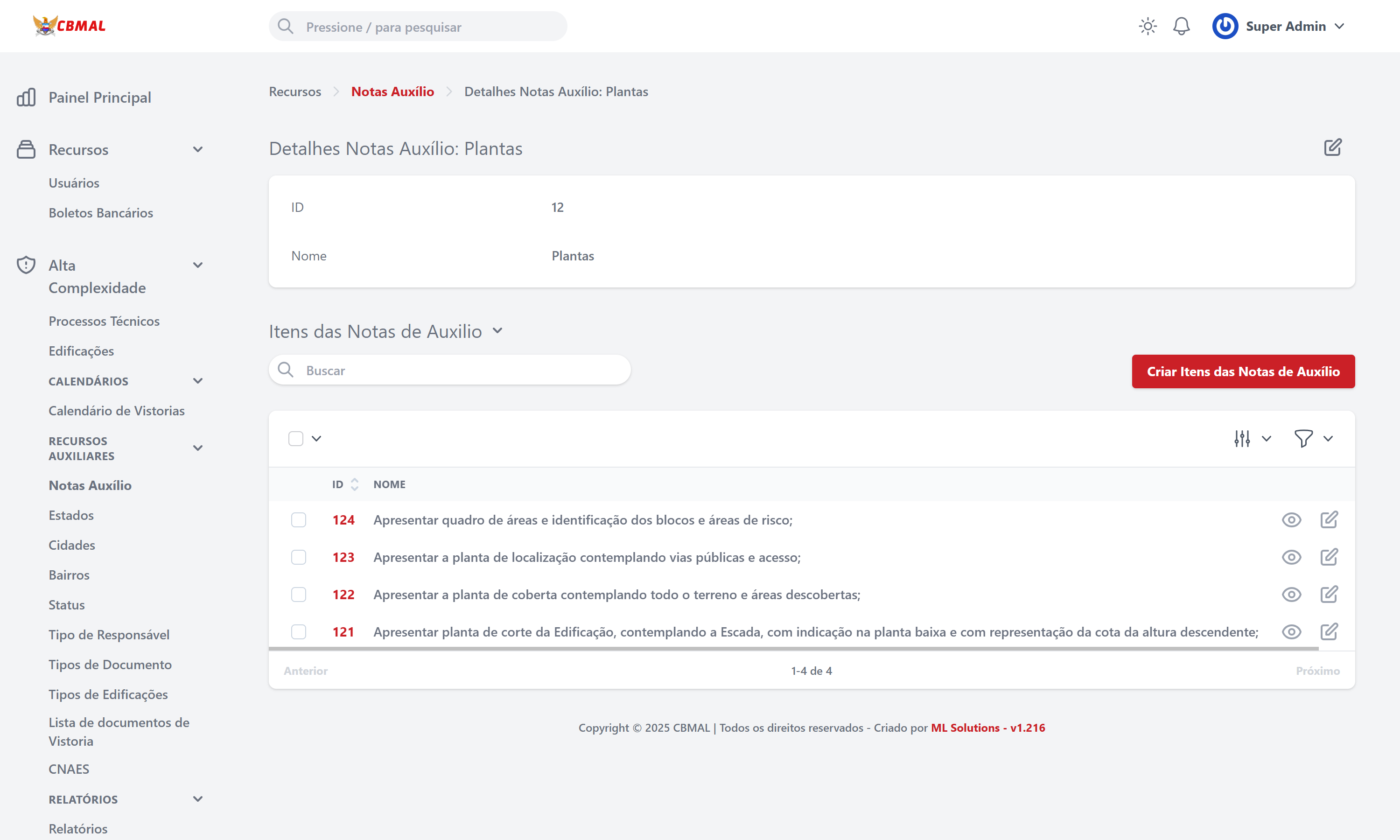 Visualizar Notas Auxílio