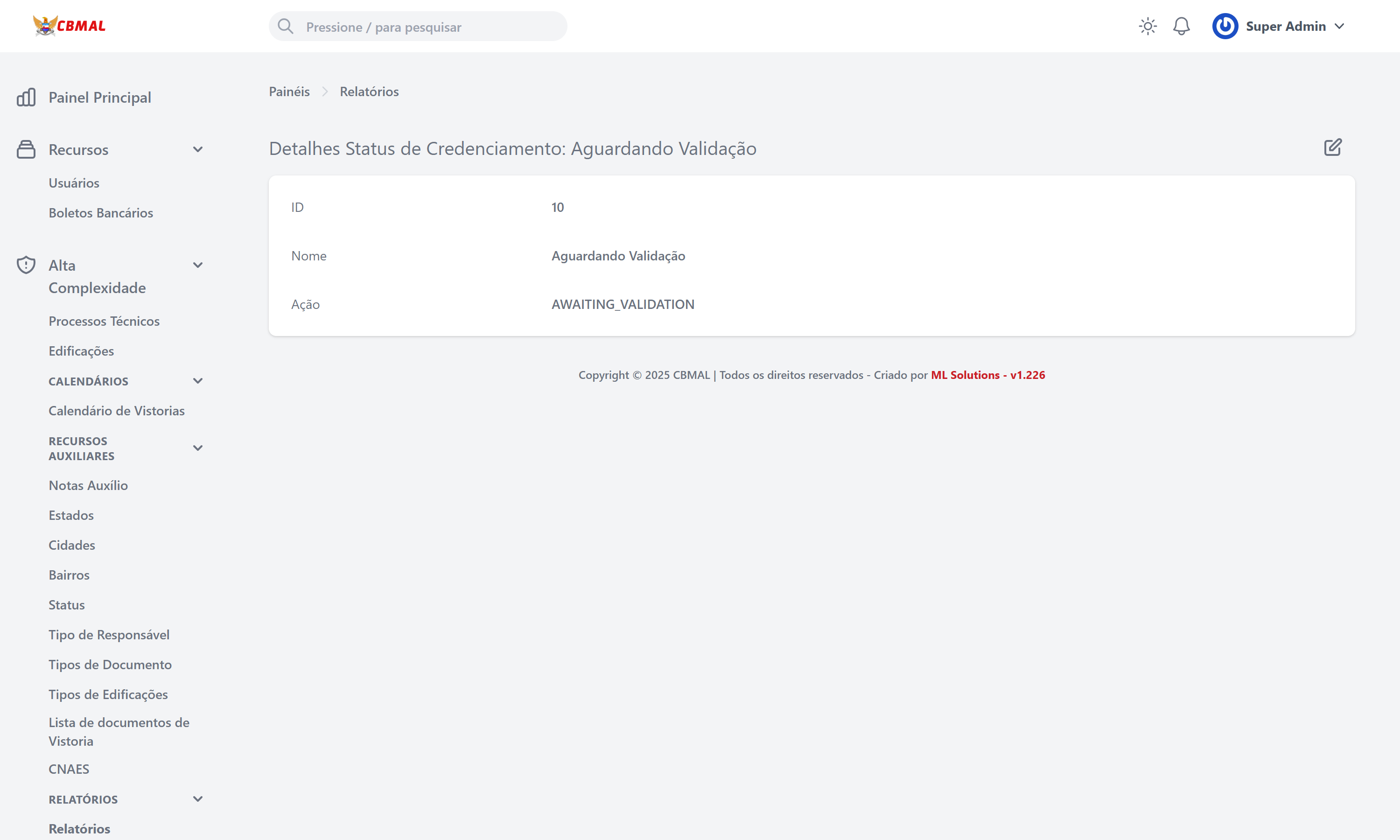 Visualizar Status de Credenciamento