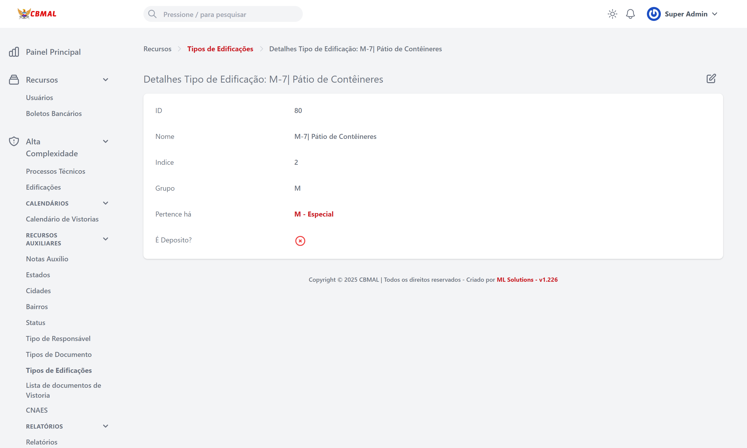 Visualizar Tipo de Edificação