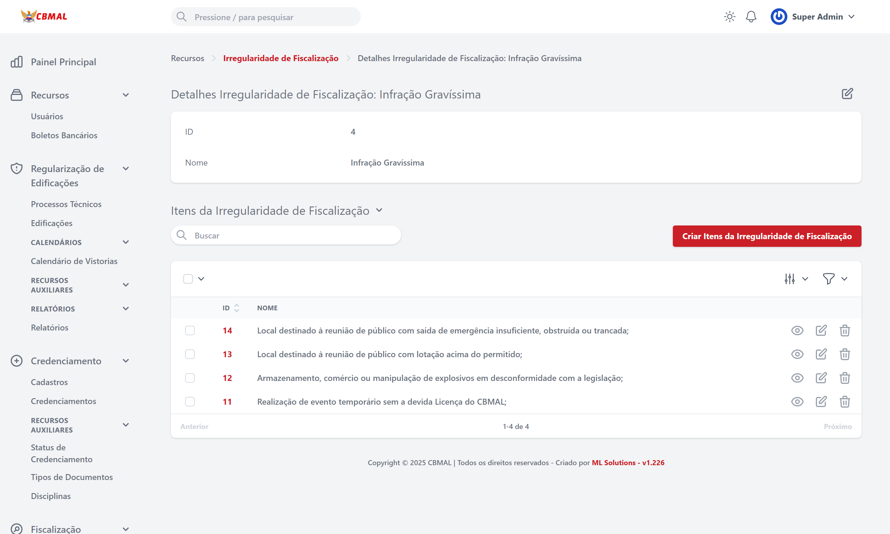 Visualizar Irregularidade de Fiscalização