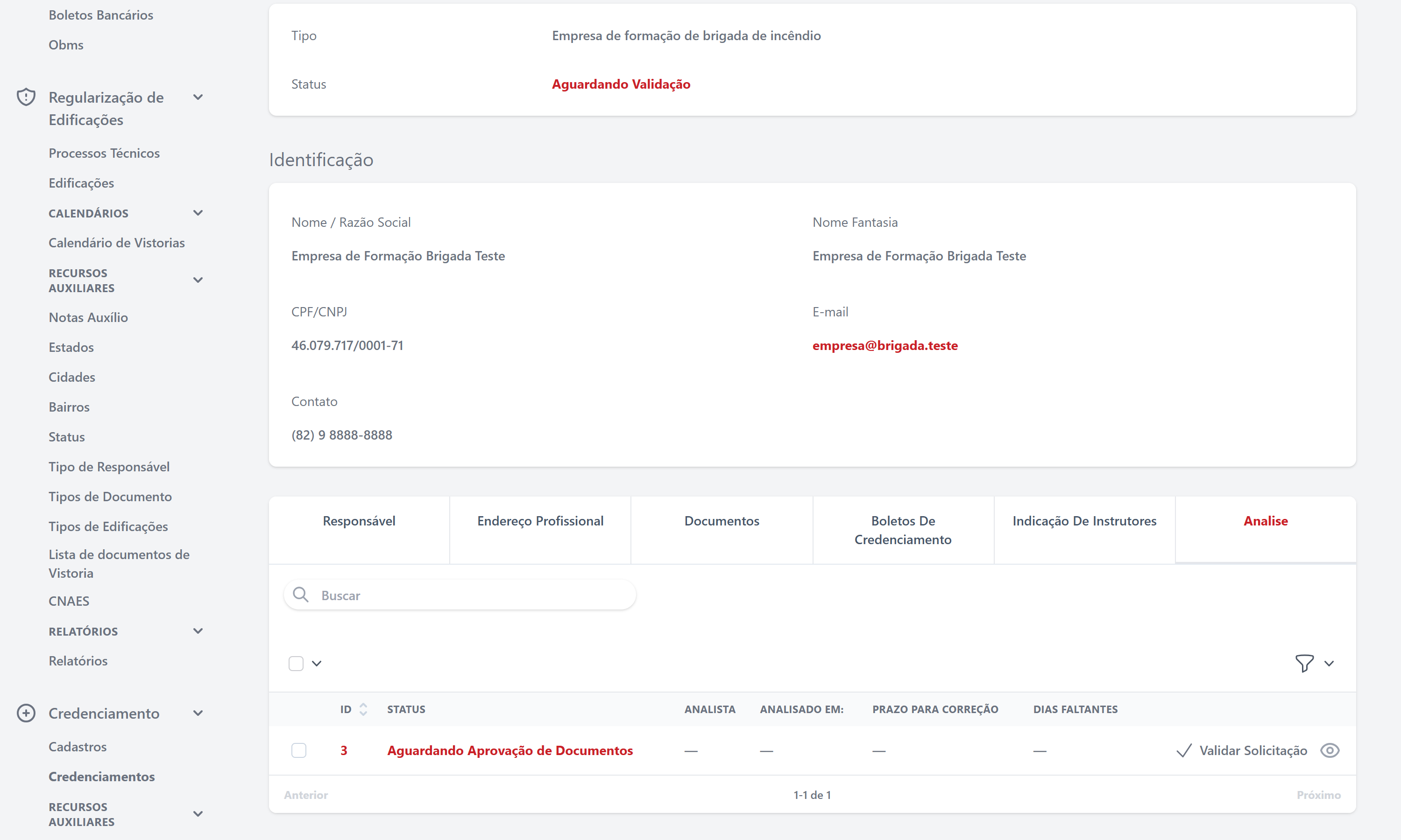 Validação pelo Analista